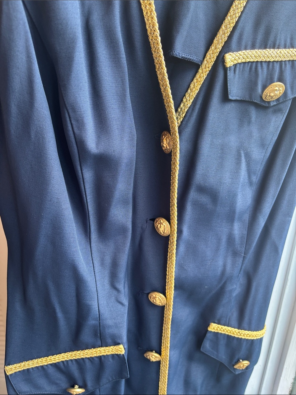 Joseph Ribkoff Navy Gold Trim Midi Dress | Luxury Metallic Braid | Size 10 - Picture 12 of 16